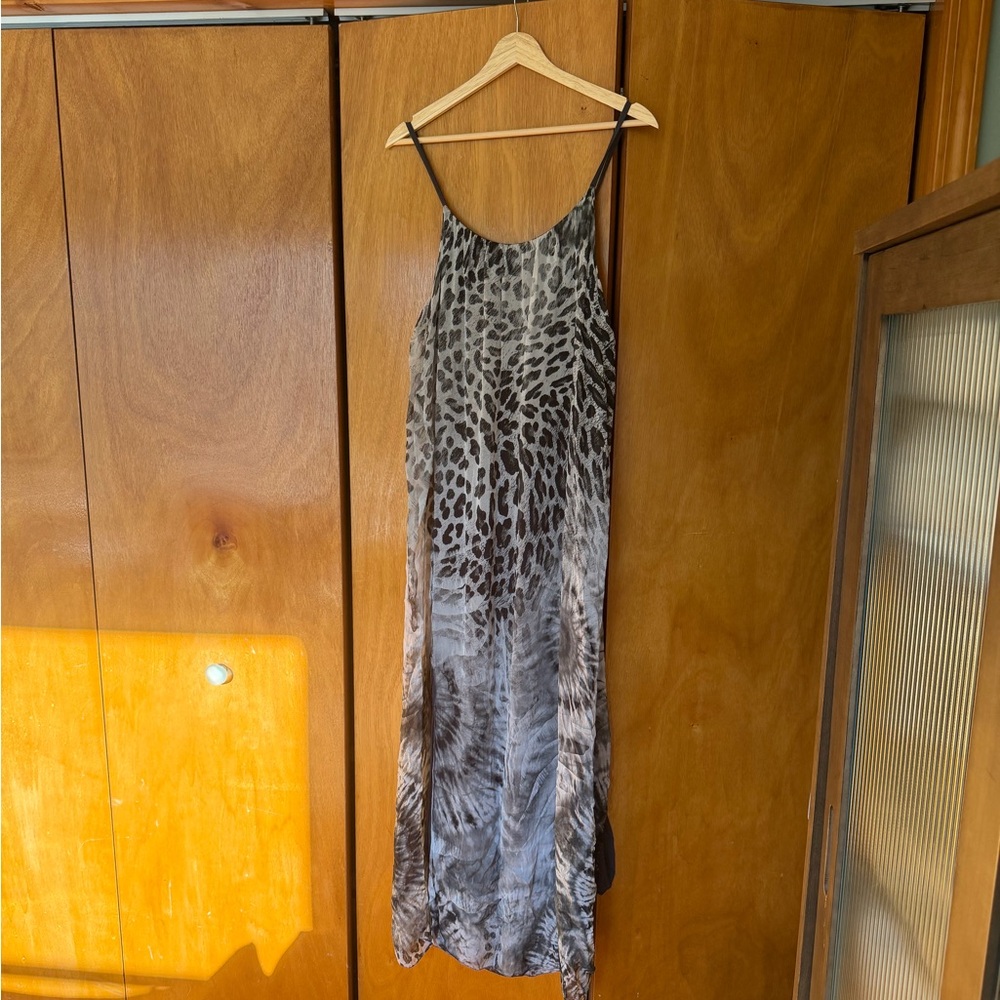 Leopard Print Silk Maxi Dress